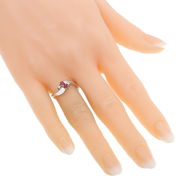Ring, 14K, Weißgold, Diamant, Rubin