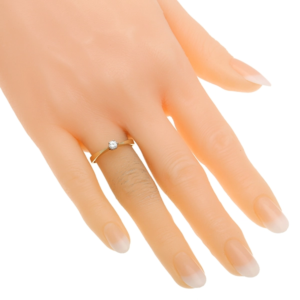 Diamantring, 14K, Gelb-/Weißgold, Brillant 0,12 ct