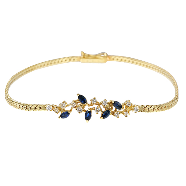 Armband, 14K, Gelbgold, Saphire, Brillanten