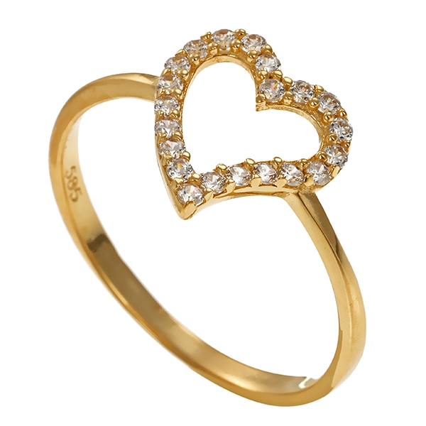 Ring, 14K, Gelbgold, Zirkonia
