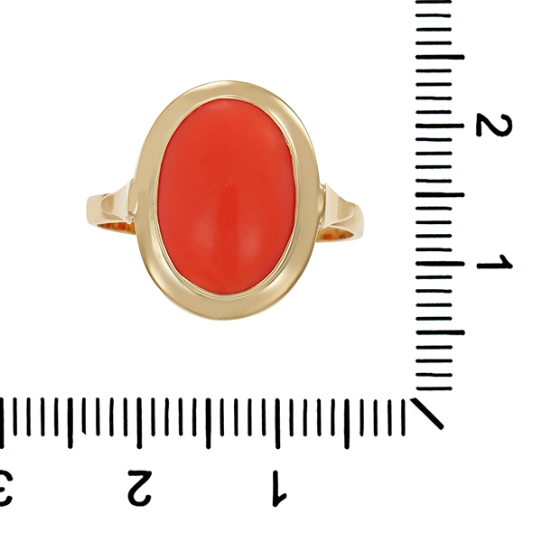 Ring, 14K, Gelbgold, Koralle