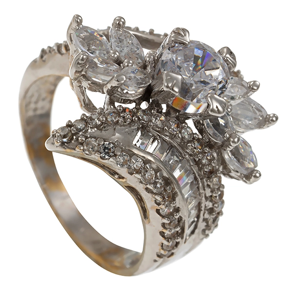 Ring, 18K, Weißgold rhodiniert, Zirkonia