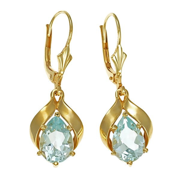 Ohrhänger, 14K, Gelbgold, Aquamarin