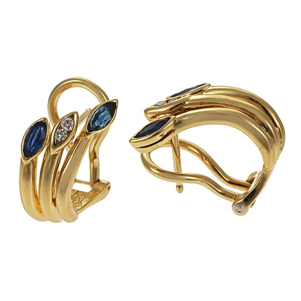 Clipstecker, 14K, Gelbgold, Saphir, Brillant