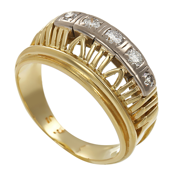 Diamantring, 14K, Gelb-/Weißgold, Diamanten, Brillanten