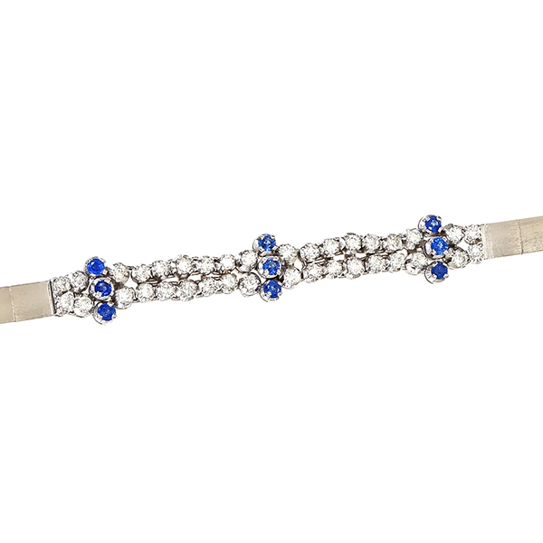 Armband, 18K, Weißgold, Saphire, Brillanten, 1,00ct