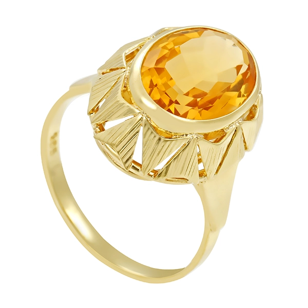 Ring, 14K, Gelbgold, Citrin