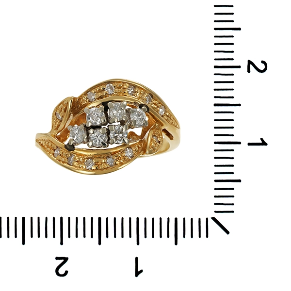 Ring, 14K, Gelb-/Weißgold, Brillanten, Diamanten