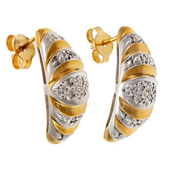 Ohrstecker, 8K, Gelb-/Weißgold, Diamanten