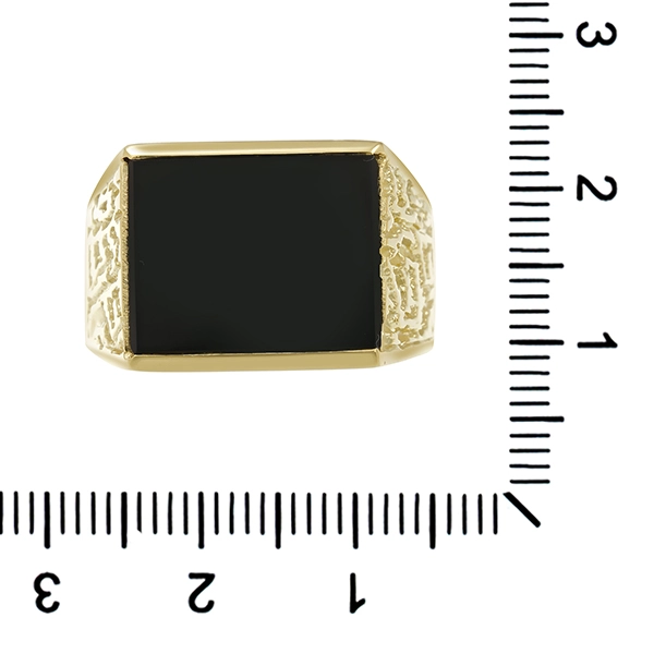 Herrenring, 14K, Gelbgold, Onyx