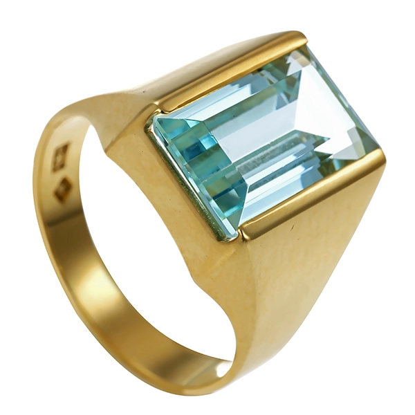 Ring, 14K, Gelbgold, Aquamarin
