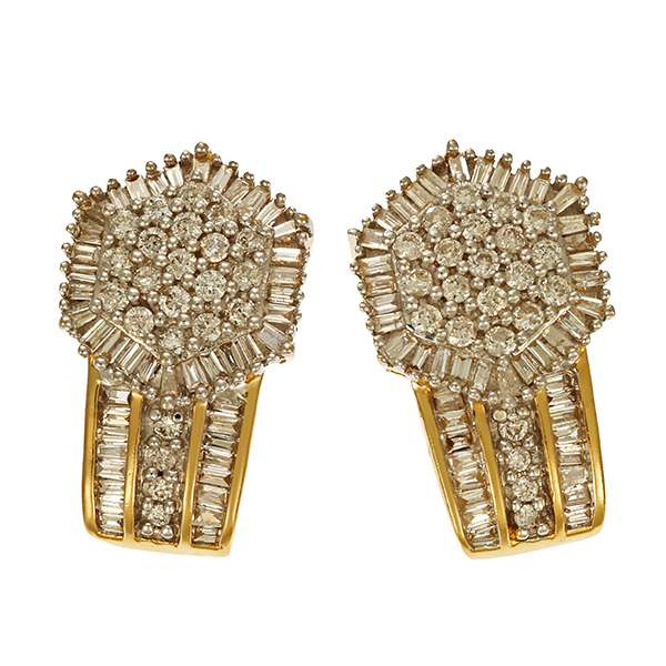 Ohrstecker, 14K, Gelb-/Weißgold, Brillanten, Diamanten