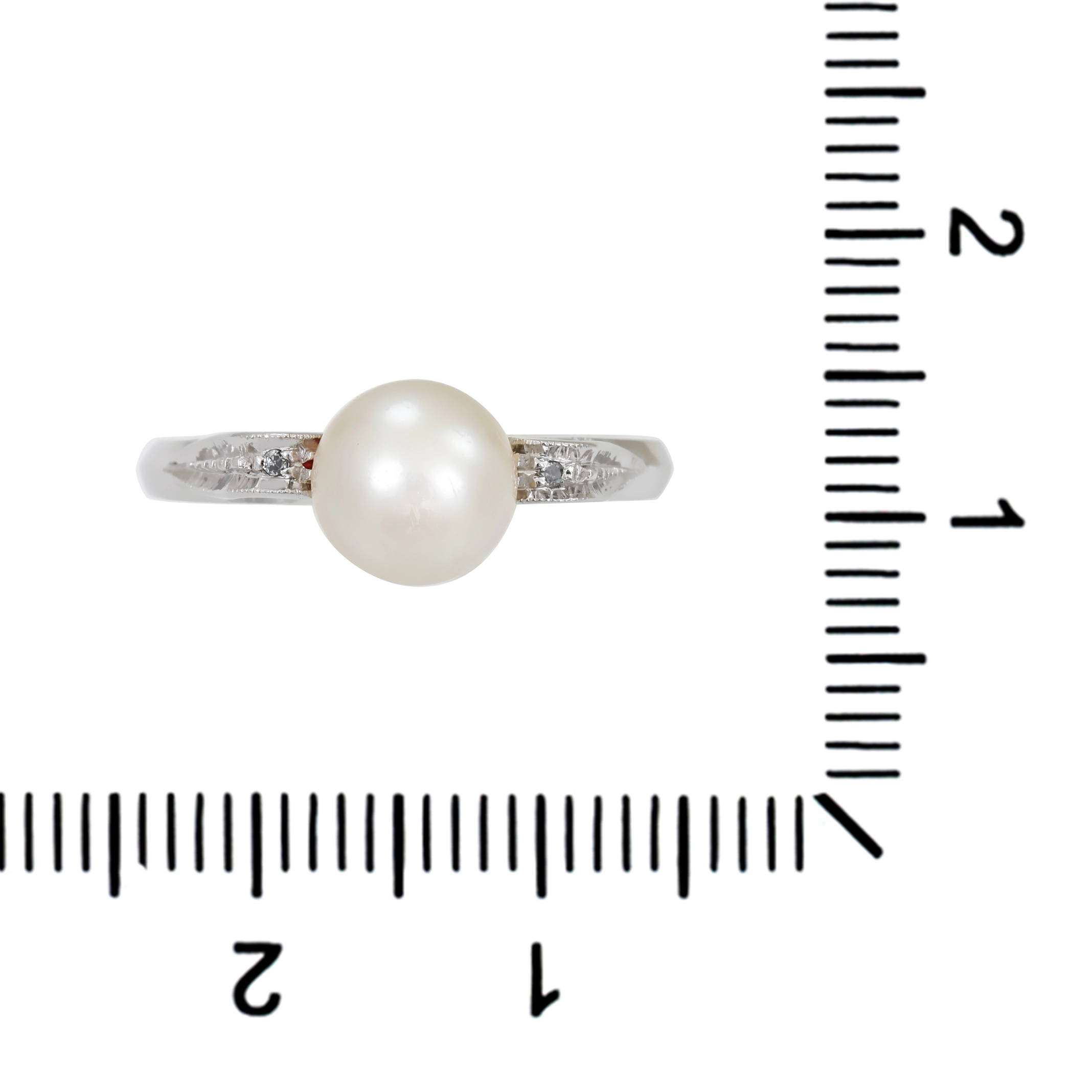 Ring, 18K, Weißgold, Perle, Diamanten