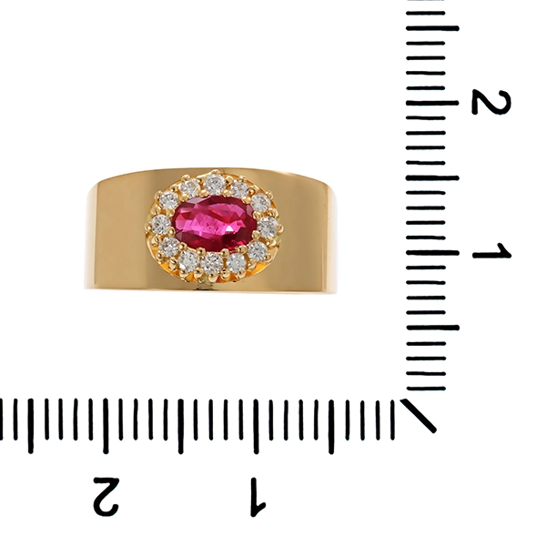 Ring, 18K, Gelbgold, Rubin, Brillanten, U54