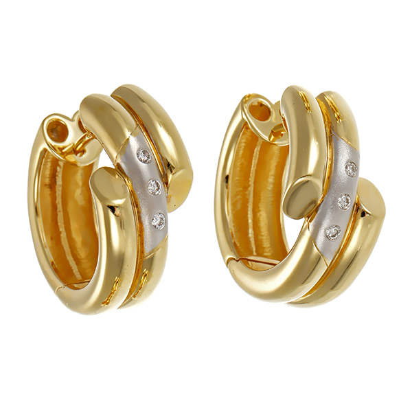 Creolen, 14K, Gelb-/Weißgold, Brillanten