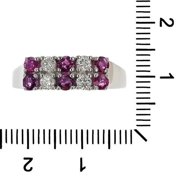 Ring, 14K, Weißgold, Rubin, Brillant