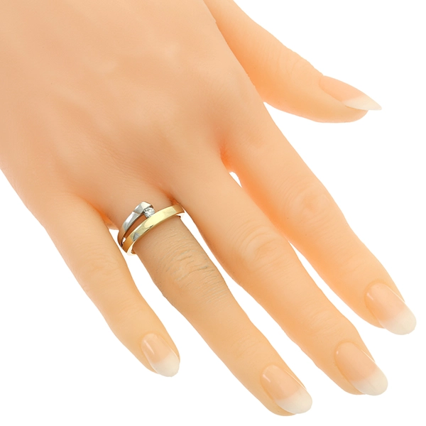 Diamantring, 14K, Gelb-/Weißgold, Brillant