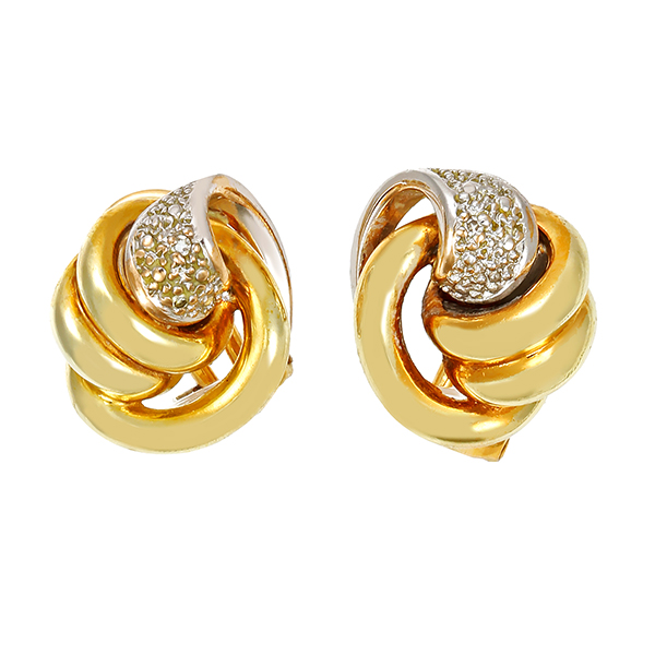 Ohrclipse, 14K, Gelbgold, Diamanten