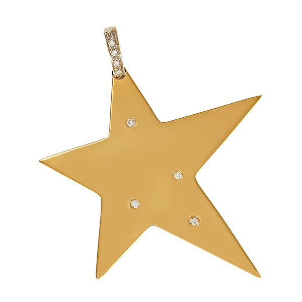 Anhänger, 18K, Gelbgold, Brillanten, Rubin, Stern