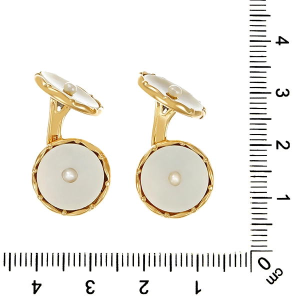 Manschettenknöpfe, 14K, Gelbgold, Perlmutt, Flussperlen