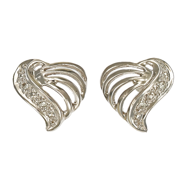 Ohrstecker, 8K, Weißgold, Diamant, Herz