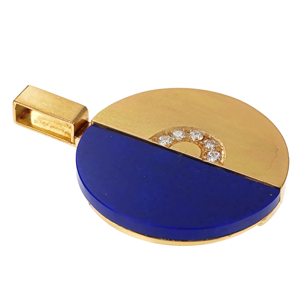 Anhänger, 18K, Gelbgold, Lapis, Brillanten