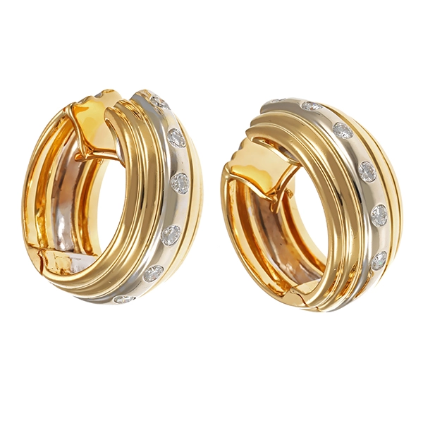 Creolen, 18K, Weiß-Gelbgold, Brillanten 0,48 ct