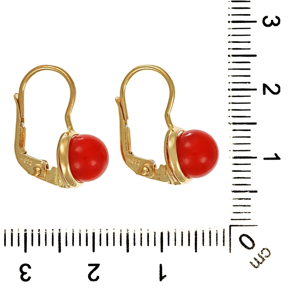 Ohrhänger, 14K, Gelbgold, Koralle