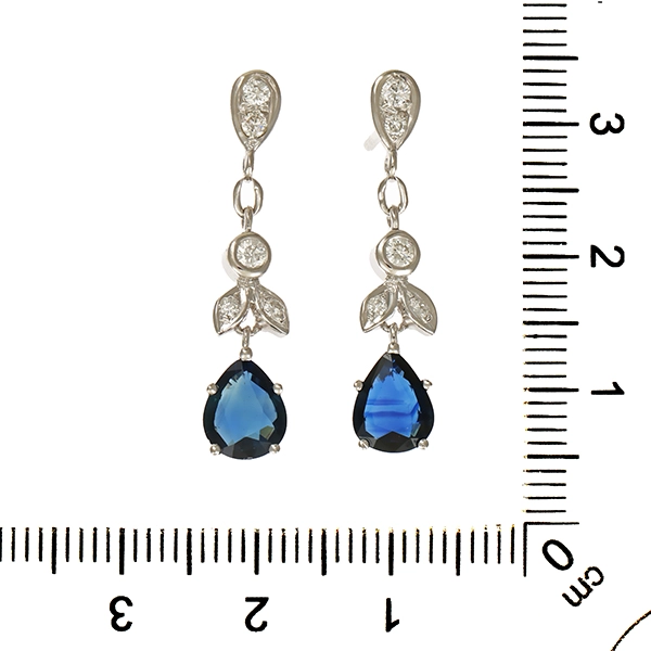 Steckhänger, 14K, Weißgold, Brillant, Saphir