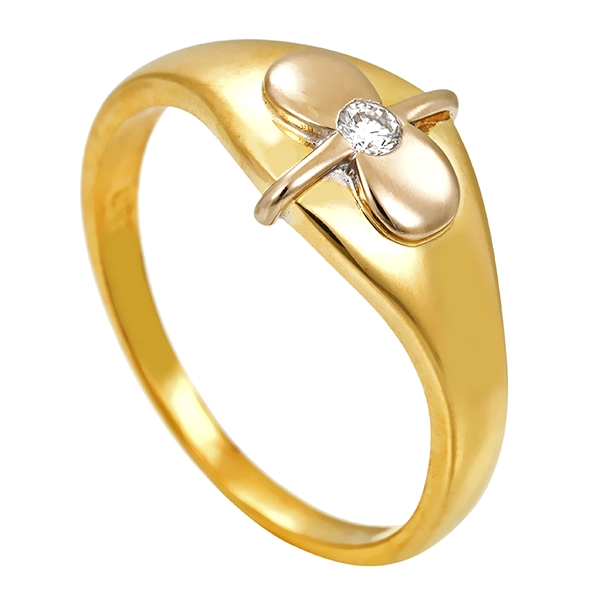 Diamantring, 18K, Gelb-/Weißgold, Brillant