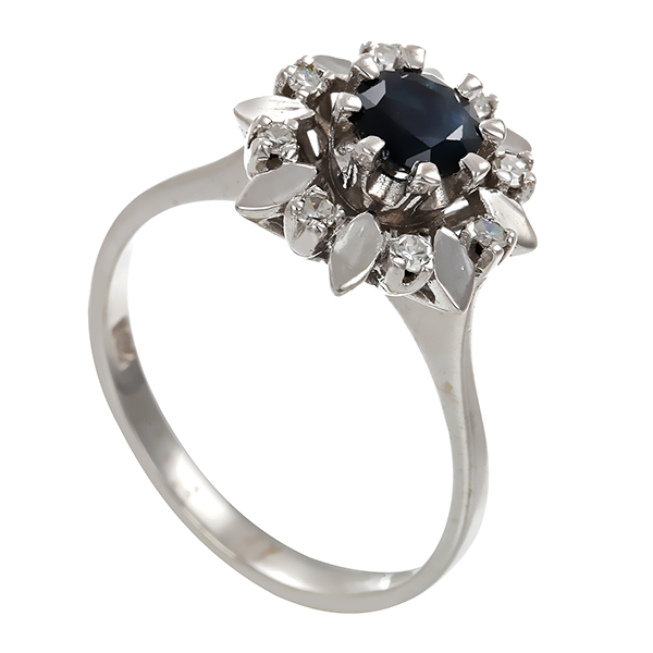 Ring, 18K, Weißgold, Saphir, Diamanten