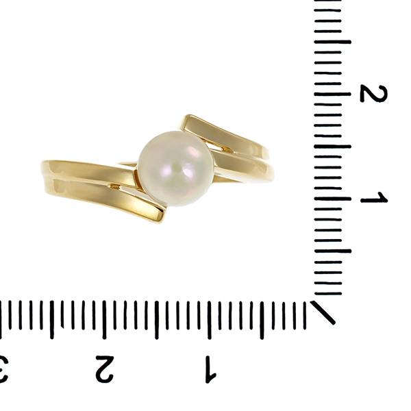 Ring, 14K, Gelbgold, Perle