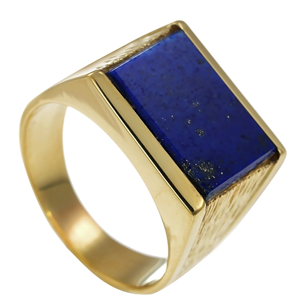 Herrenring, 14K, Gelbgold, Lapis