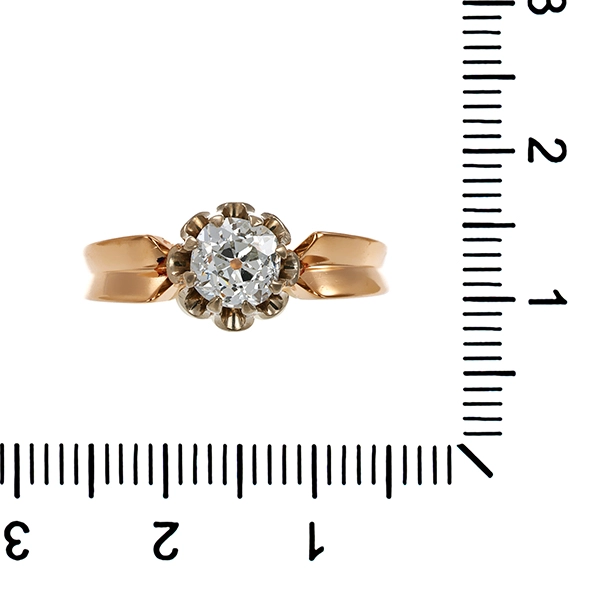 Diamantring, 14K, Gelb-/Weißgold, Altschliff 1,00ct