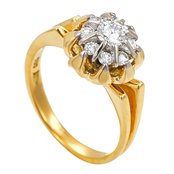 Diamantring, 18K, Gelb-/Weißgold, Brillanten 0,41 ct