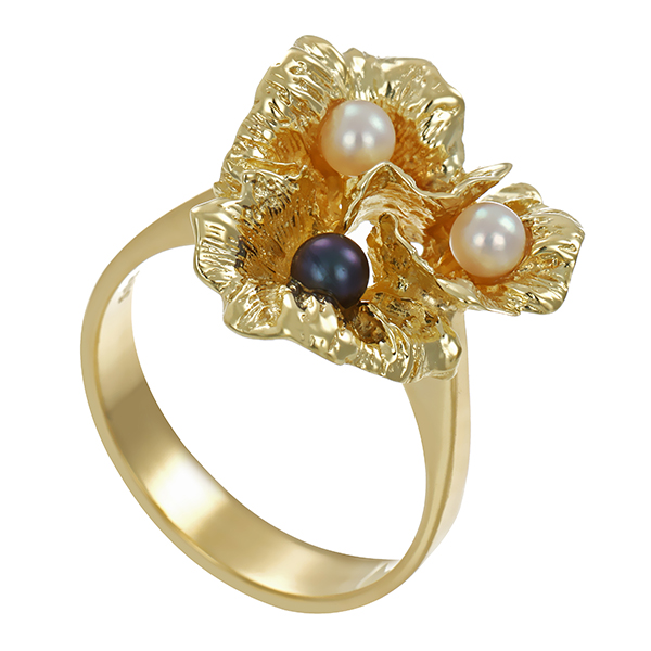 Ring, 14K, Gelbgold, Perlen