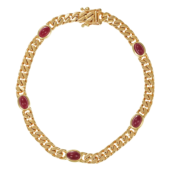 Armband, 14K, Gelbgold, Rubine, Panzer-