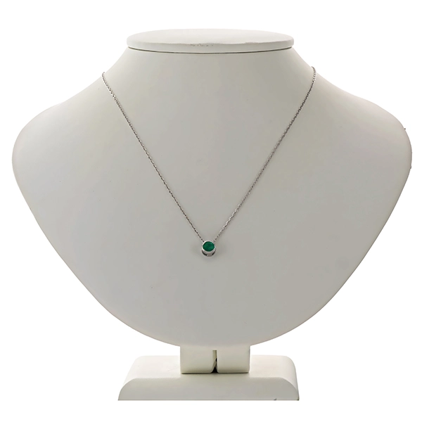 Collier, 14K, Weißgold, Smaragd