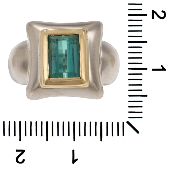 Ring, 18K, Gelb-/Weißgold, Turmalin