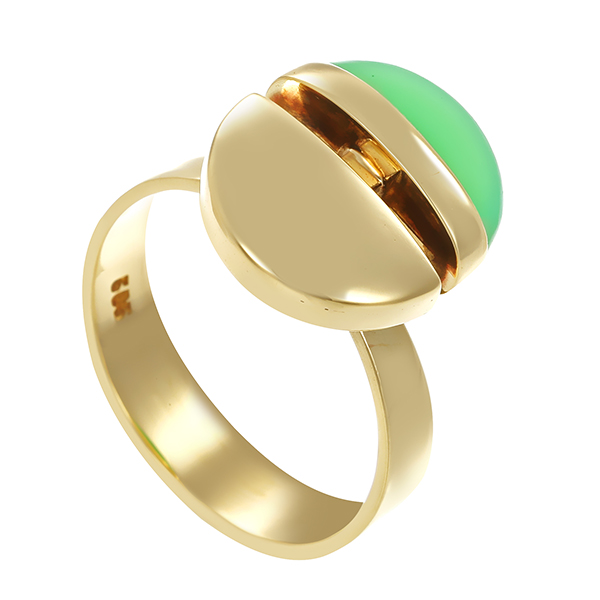 Ring, 14K, Gelbgold, Chrysopras
