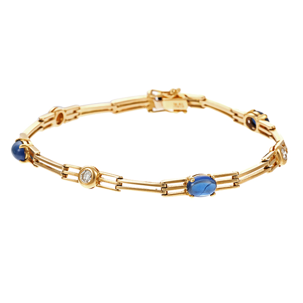 Armband, 14K, Gelbgold, Saphir, Brillant