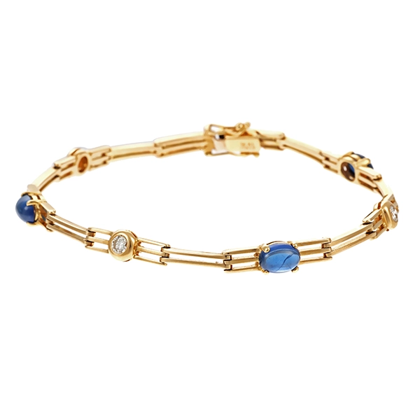 Armband, 14K, Gelbgold, Saphir, Brillant