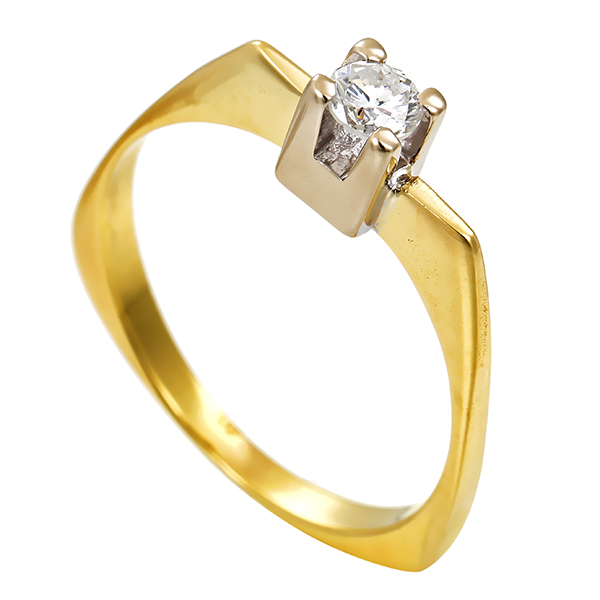 Diamantring, 14K, Gelb-/Weißgold, Brillant 0,18 ct