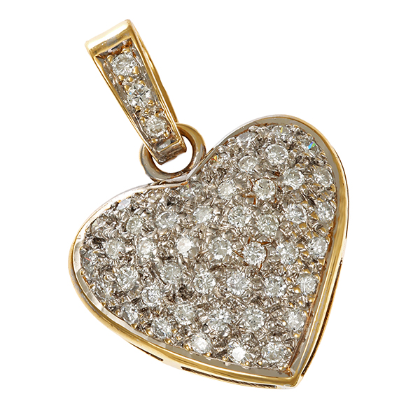 Anhänger, 18K, Gelb-/Weißgold, Brillanten, Herz