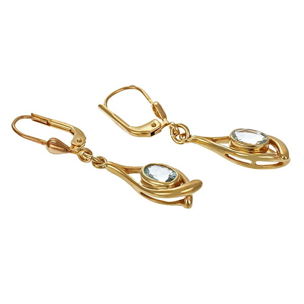 Ohrhänger, 9K, Gelbgold, Aquamarin