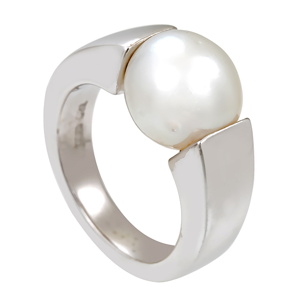 Ring, 18K, Weißgold, Südsee-Zuchtperle