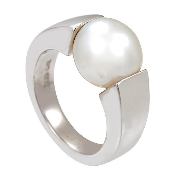 Ring, 18K, Weißgold, Südsee-Zuchtperle