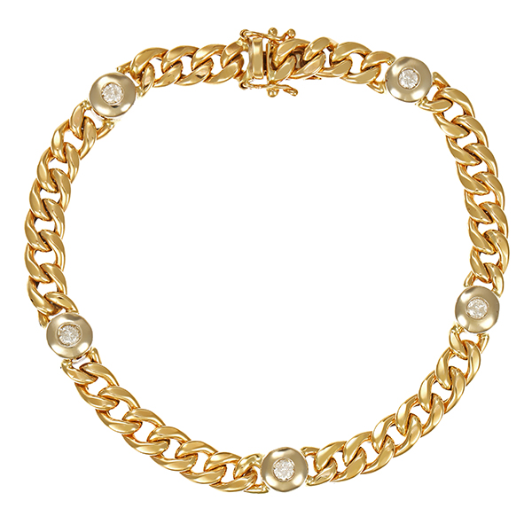 Armband, 14K, Gelb-/Weißgold, Brillanten