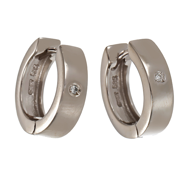 Creolen, 14K, Weißgold, Brillant