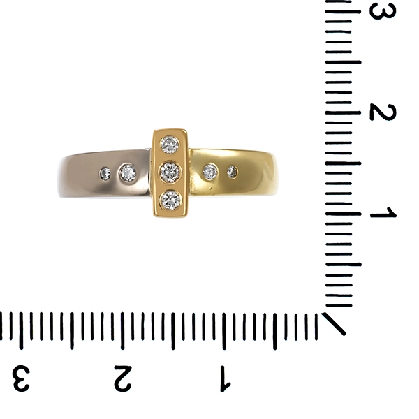 Brillantring, 14K, Gelb-/WEißgold, 7 Brillanten